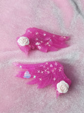 Load image into Gallery viewer, Angel Wing Barrettes Set- Hot Pink