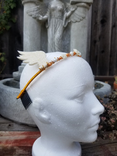 Angel Wings Tiara - Kawaii Magical Girl Cosplay - Valkyrie Headband Crown - Goddess Halloween Costume Jewelry - White Wing Hermes Headpiece Scary Aliens