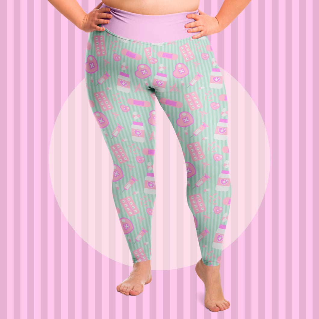 Take Yer Pills Puls Size Leggings- Mint