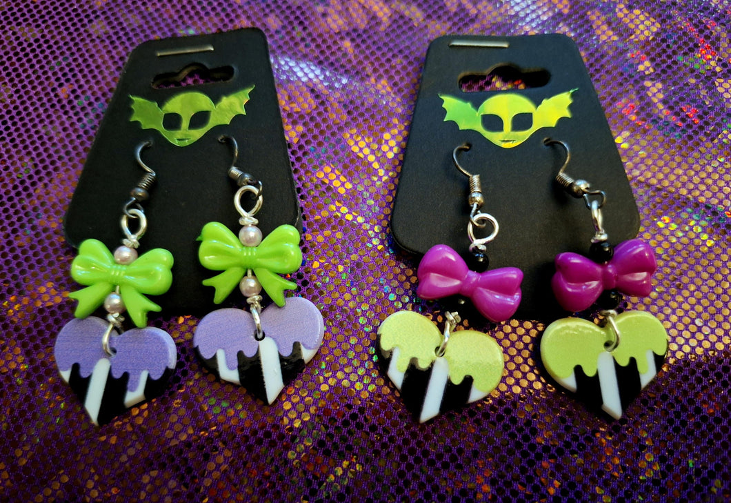Slime Time Heart Earrings