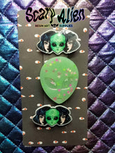 Load image into Gallery viewer, Alien Girl Barrette Set Scary Aliens
