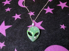 Load image into Gallery viewer, Alien Head Necklace- Neon Green Scary Aliens
