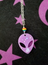 Load image into Gallery viewer, Alien Head Necklace- Pink Scary Aliens
