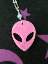 Load image into Gallery viewer, Alien Head Necklace- Pink Scary Aliens
