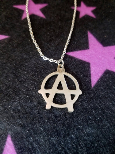 Anarchist Circle A Silver Charm Necklace Scary Aliens