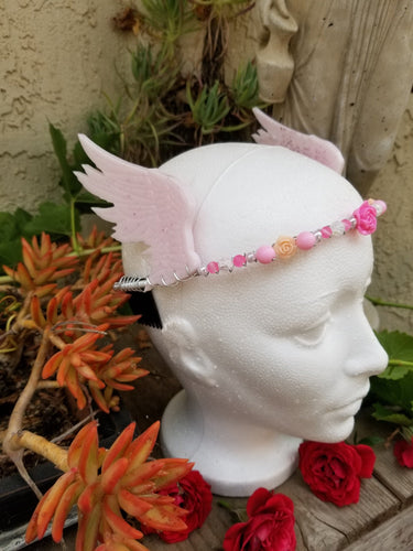 Angel Wings Tiara - Kawaii Magical Girl Cosplay - Valkyrie Headband Crown - Goddess Halloween Costume Jewelry - Pink Wing Hermes Headpiece Scary Aliens