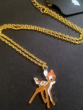 Load image into Gallery viewer, Baby Deer Gold Enamel Charm Necklace Scary Aliens
