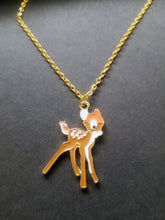 Load image into Gallery viewer, Baby Deer Gold Enamel Charm Necklace Scary Aliens
