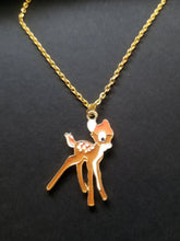 Load image into Gallery viewer, Baby Deer Gold Enamel Charm Necklace Scary Aliens
