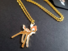 Load image into Gallery viewer, Baby Deer Gold Enamel Charm Necklace Scary Aliens
