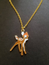 Load image into Gallery viewer, Baby Deer Gold Enamel Charm Necklace Scary Aliens
