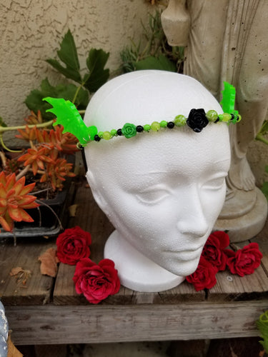 Bat Wings Tiara - Kawaii Magical Girl Cosplay Crown - Devil Halloween Costume Jewelry - Green Demon Wing Cosplay Headpiece Anime Crown Glow Scary Aliens