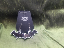 Load image into Gallery viewer, Black Bat Earrings- Lightweight Goth Earrings- Pastel Goth Jewelry- Nu Goth Earrings- Deathrock Psychobilly Scary Aliens
