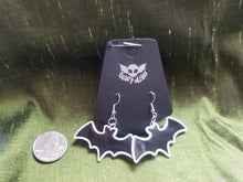 Load image into Gallery viewer, Black Bat Earrings- Lightweight Goth Earrings- Pastel Goth Jewelry- Nu Goth Earrings- Deathrock Psychobilly Scary Aliens
