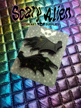 Load image into Gallery viewer, Black Bat Wings Barrettes Set Scary Aliens
