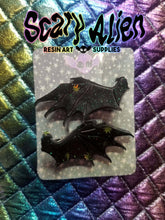 Load image into Gallery viewer, Black Bat Wings Barrettes Set Scary Aliens
