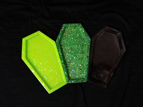 Black/Green Coffin Trays Scary Aliens