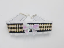 Load image into Gallery viewer, Black White Harlequin Ribbon Choker (Available With or Without Center Bow) Scary Aliens
