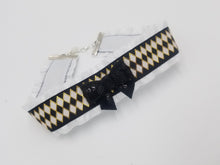 Load image into Gallery viewer, Black White Harlequin Ribbon Choker (Available With or Without Center Bow) Scary Aliens
