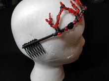 Load image into Gallery viewer, Blood Queen Antler Crown - Wire Wrapped Black Goth Tiara - Red Coral Headpiece - Evil Queen Cosplay - Lightweight Devil Costume Crown Scary Aliens
