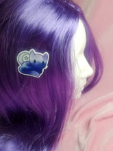 Load image into Gallery viewer, Blue Space Cat Barrettes Set Scary Aliens
