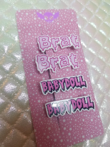 Brat/Babydoll Barrettes Set Scary Aliens