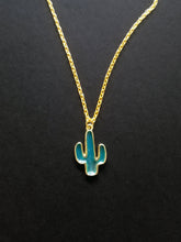 Load image into Gallery viewer, Cactus Enamel Charm Necklace Scary Aliens
