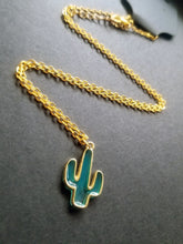 Load image into Gallery viewer, Cactus Enamel Charm Necklace Scary Aliens
