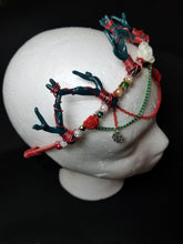 Load image into Gallery viewer, Christmas Queen Antler Crown - Wire Wrapped Goth Xmas Tiara - Red Coral Headpiece - Holiday Cosplay - Lightweight Solstice Costume Crown Scary Aliens
