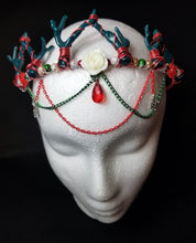 Load image into Gallery viewer, Christmas Queen Antler Crown - Wire Wrapped Goth Xmas Tiara - Red Coral Headpiece - Holiday Cosplay - Lightweight Solstice Costume Crown Scary Aliens
