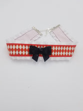 Load image into Gallery viewer, Circus Red and White Harlequin Ribbon Choker (Available With or Without Center Bow) Scary Aliens
