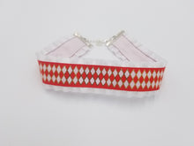 Load image into Gallery viewer, Circus Red and White Harlequin Ribbon Choker (Available With or Without Center Bow) Scary Aliens
