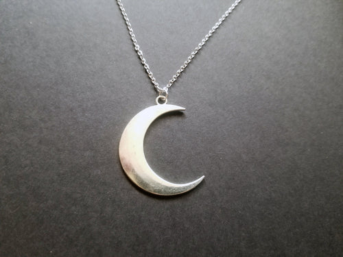 Crescent Moon Witchy Silver Charm Necklace Scary Aliens