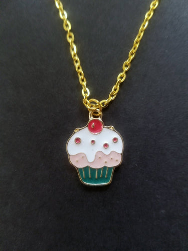 Cupcake Enamel Charm Necklace Scary Aliens