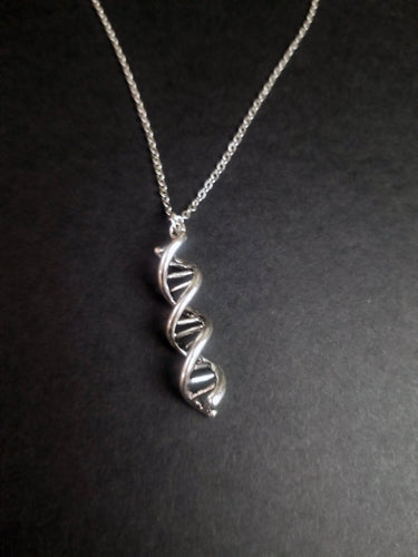 DNA Double Helix Silver Charm Necklace Scary Aliens