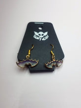 Load image into Gallery viewer, Enamel Glitter Bat Earrings- Halloween Jewelry- Nu Goth Earrings- Spooky Pastel Goth Jewelry- Gold Halloween Earrings Scary Aliens
