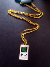 Load image into Gallery viewer, Gameboy Gold Enamel Charm Necklace Scary Aliens
