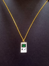 Load image into Gallery viewer, Gameboy Gold Enamel Charm Necklace Scary Aliens
