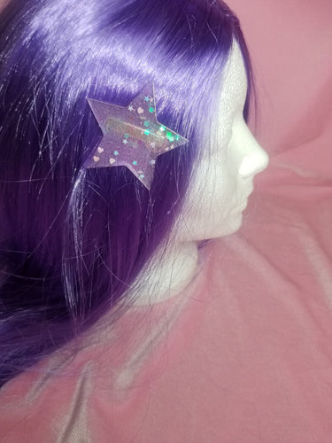 Giant Pink Star Barrettes Set Scary Aliens