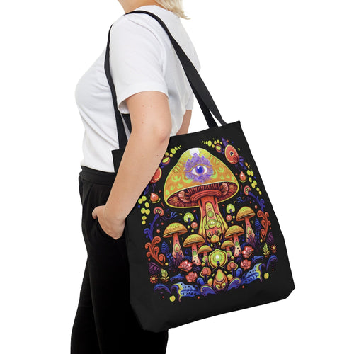 Golden Teacher Psychedelic Mushroom Tote Bag Scary Aliens