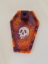 Load image into Gallery viewer, Halloween Holographic Skull Incense Burner -  Drippy Purple Orange Trinket Tray - Resin Altar Tools Holder - Nu Goth Home Decor - Goth Gift Scary Aliens
