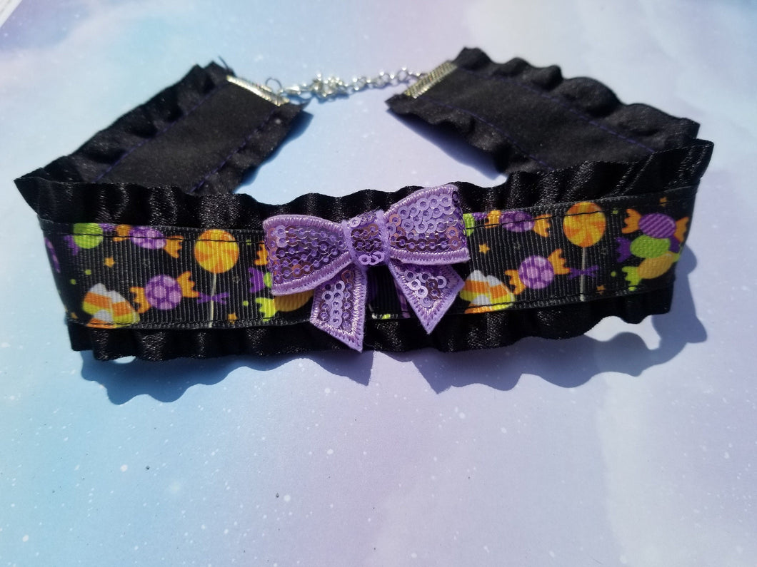 Halloween Ribbon Choker (Available With or Without Center Bow) Scary Aliens