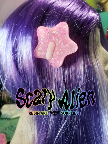 Happy Pills Pink Star Barrette Set Scary Aliens