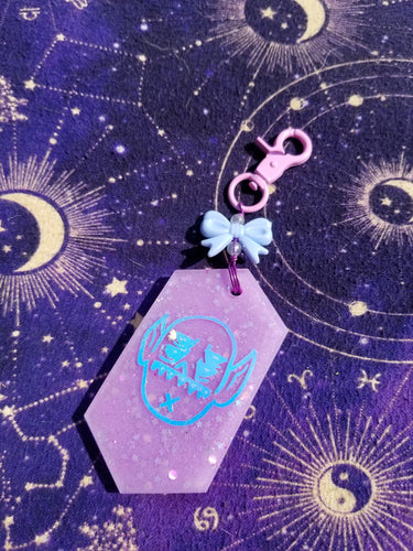 Holographic Batboy Key Chain - Trippy Stoner Birthday Gift Glitter Resin Keychain - Goth Spooky Halloween Bag Charm Scary Aliens