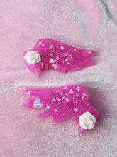 Load image into Gallery viewer, Hot Pink Cosplay Wings Barrettes Set Scary Aliens
