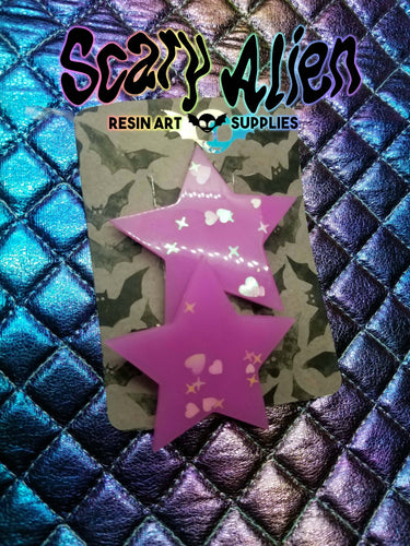 Jumbo Pink Star Barrettes Set Scary Aliens