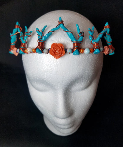 Mermaid Queen Red Coral Crown - Wire Wrapped Blue Cosplay Tiara - Orange Antler Headpiece - Ocean Cosplay - Lightweight Sea Costume Crown Scary Aliens