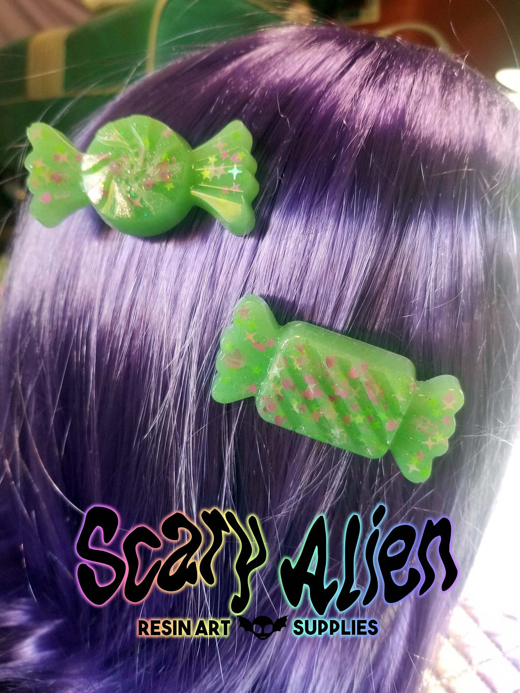 Mint Candy Barrettes Set Scary Aliens