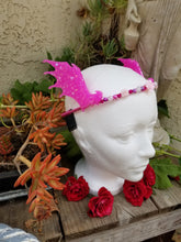 Load image into Gallery viewer, Neon Pink Bat Wings Tiara - Kawaii Monster Girl Cosplay - Demon Headband Crown - Devil Halloween Costume Jewelry - Wing Cosplay Headpiece Scary Aliens
