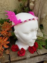 Load image into Gallery viewer, Neon Pink Bat Wings Tiara - Kawaii Monster Girl Cosplay - Demon Headband Crown - Devil Halloween Costume Jewelry - Wing Cosplay Headpiece Scary Aliens
